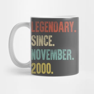 Retro Vintage 20th Birthday Legendary Since November 2000 Mug